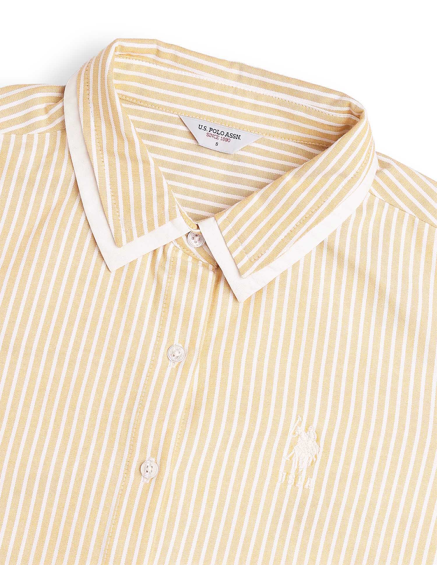 Vertical Striped Contrast Collar Shirt - Image 8