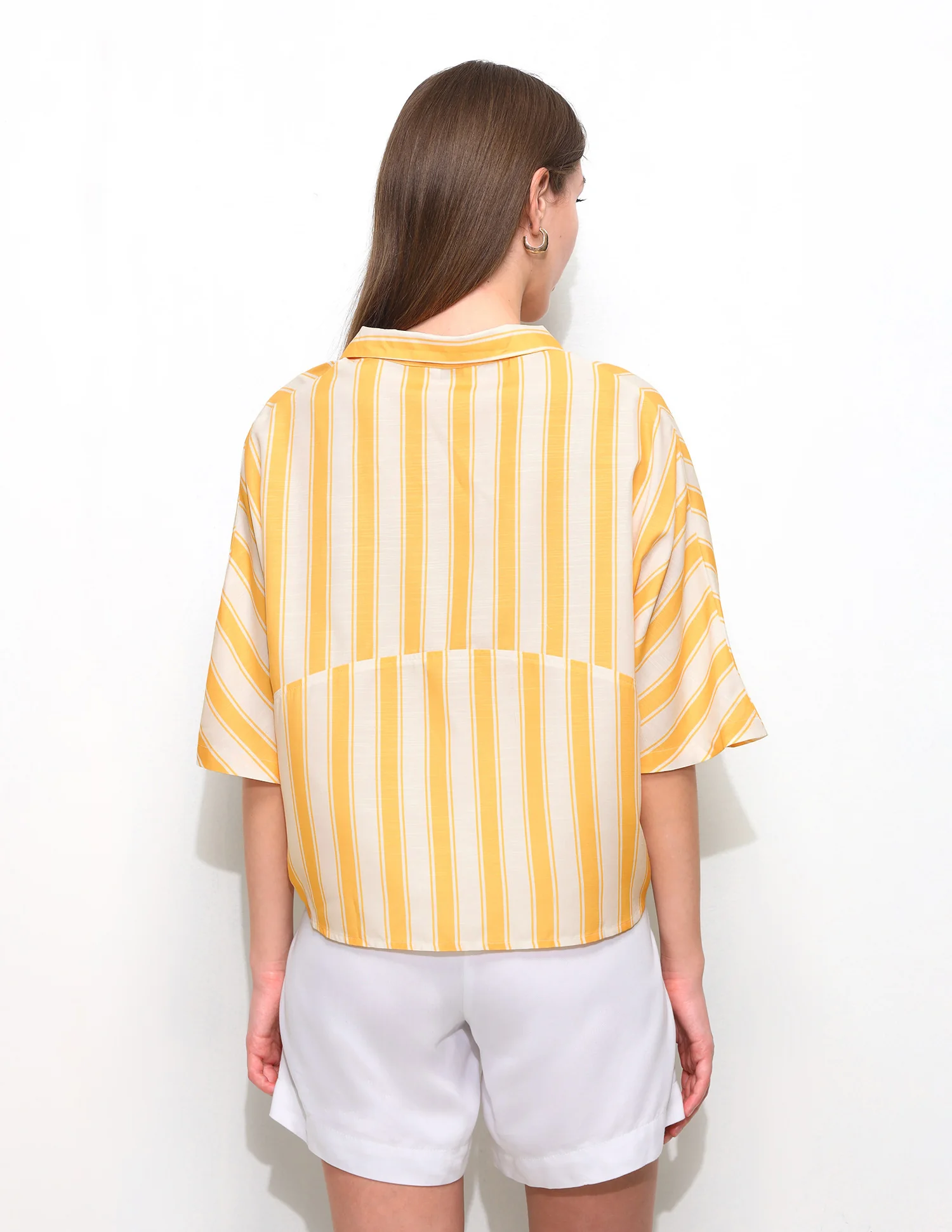 Vertical Striped Elbow Sleeve Top - Image 5
