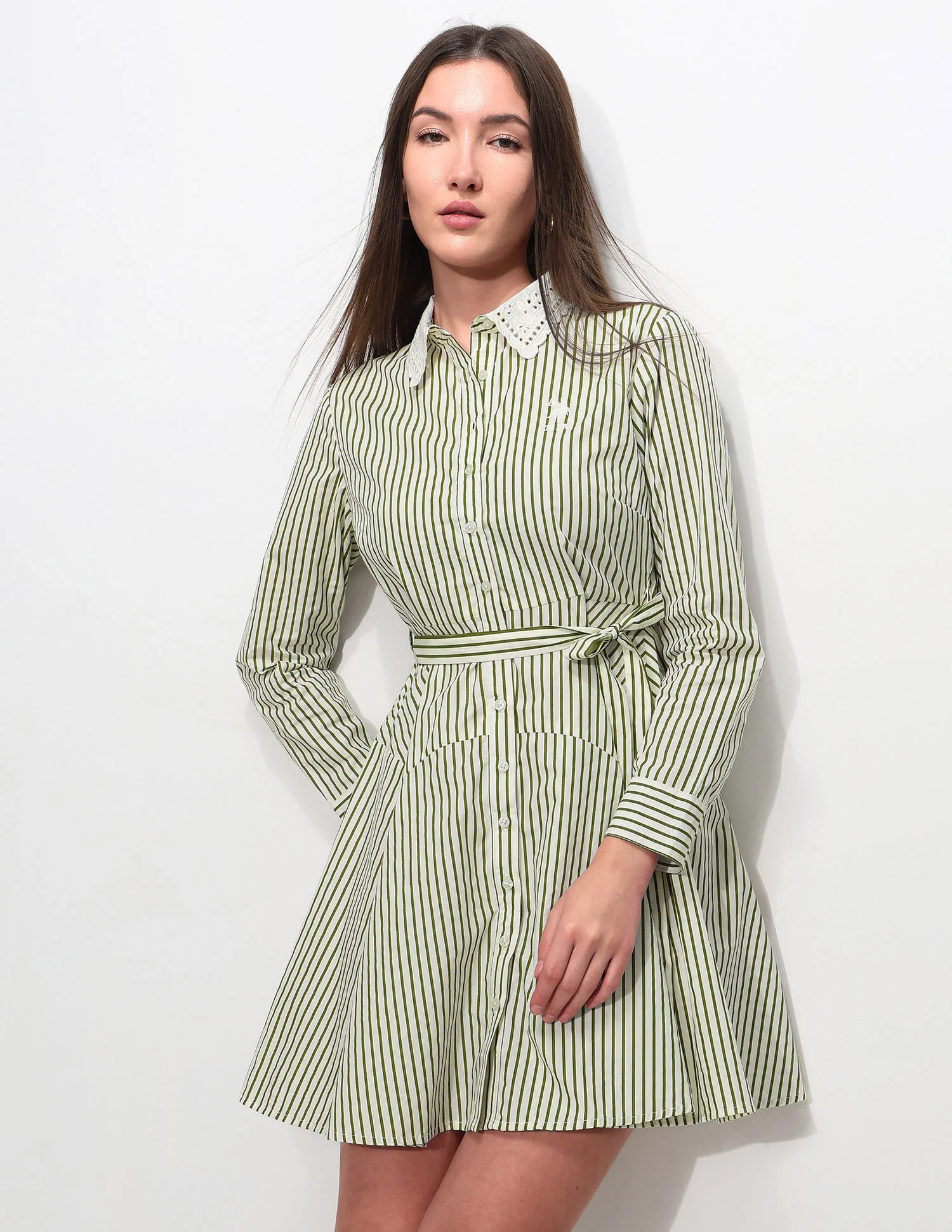 Vertical Striped Shirt Dress