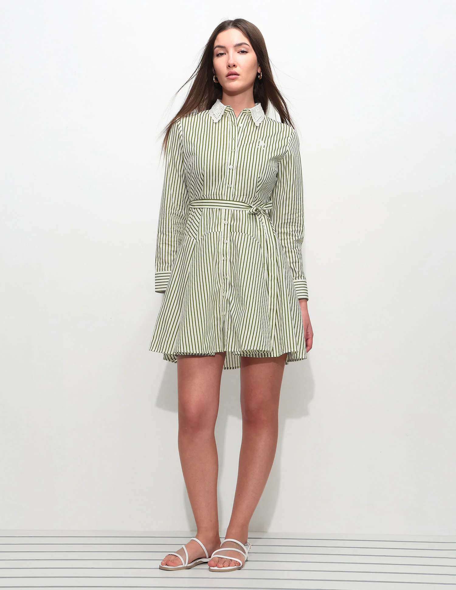 Vertical Striped Shirt Dress - Image 3
