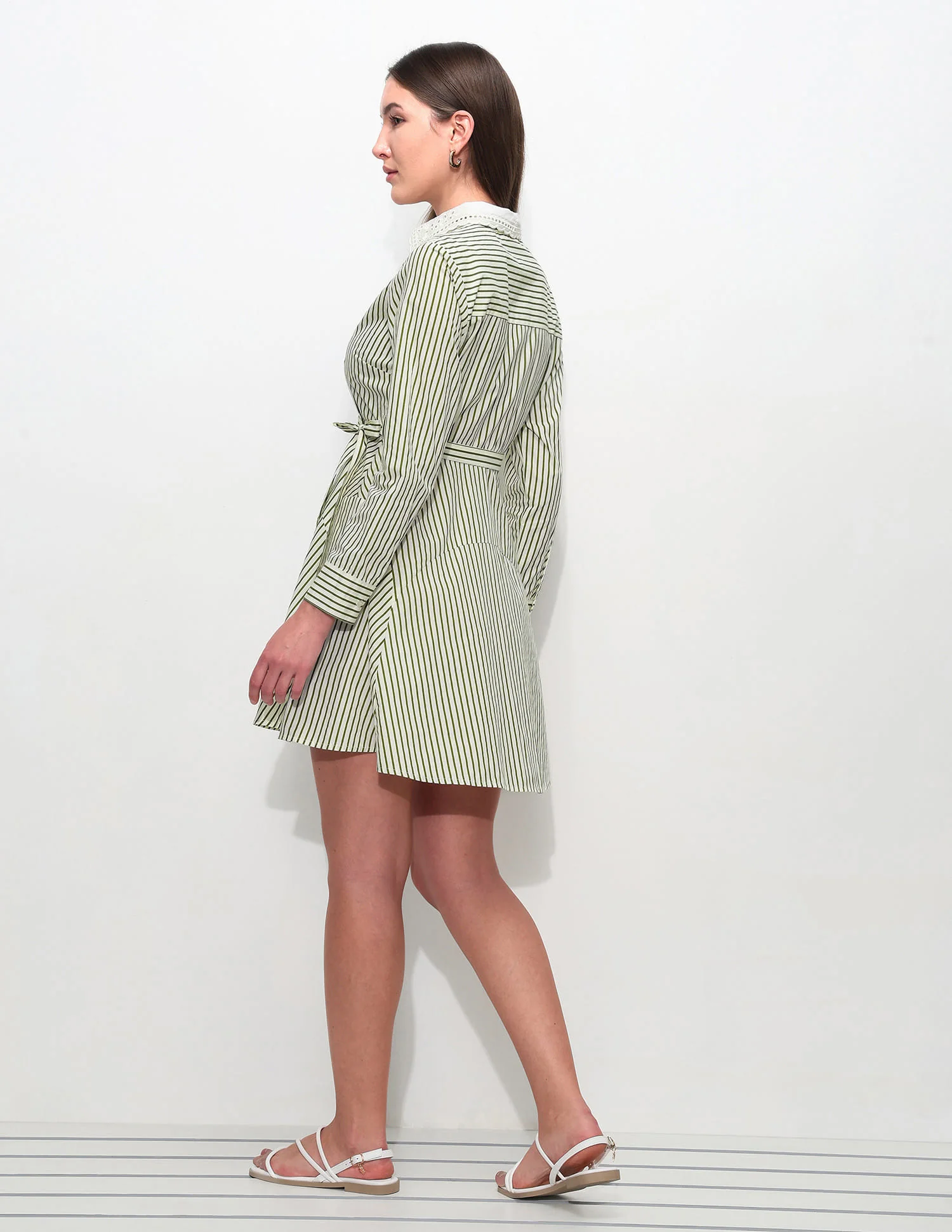 Vertical Striped Shirt Dress - Image 5