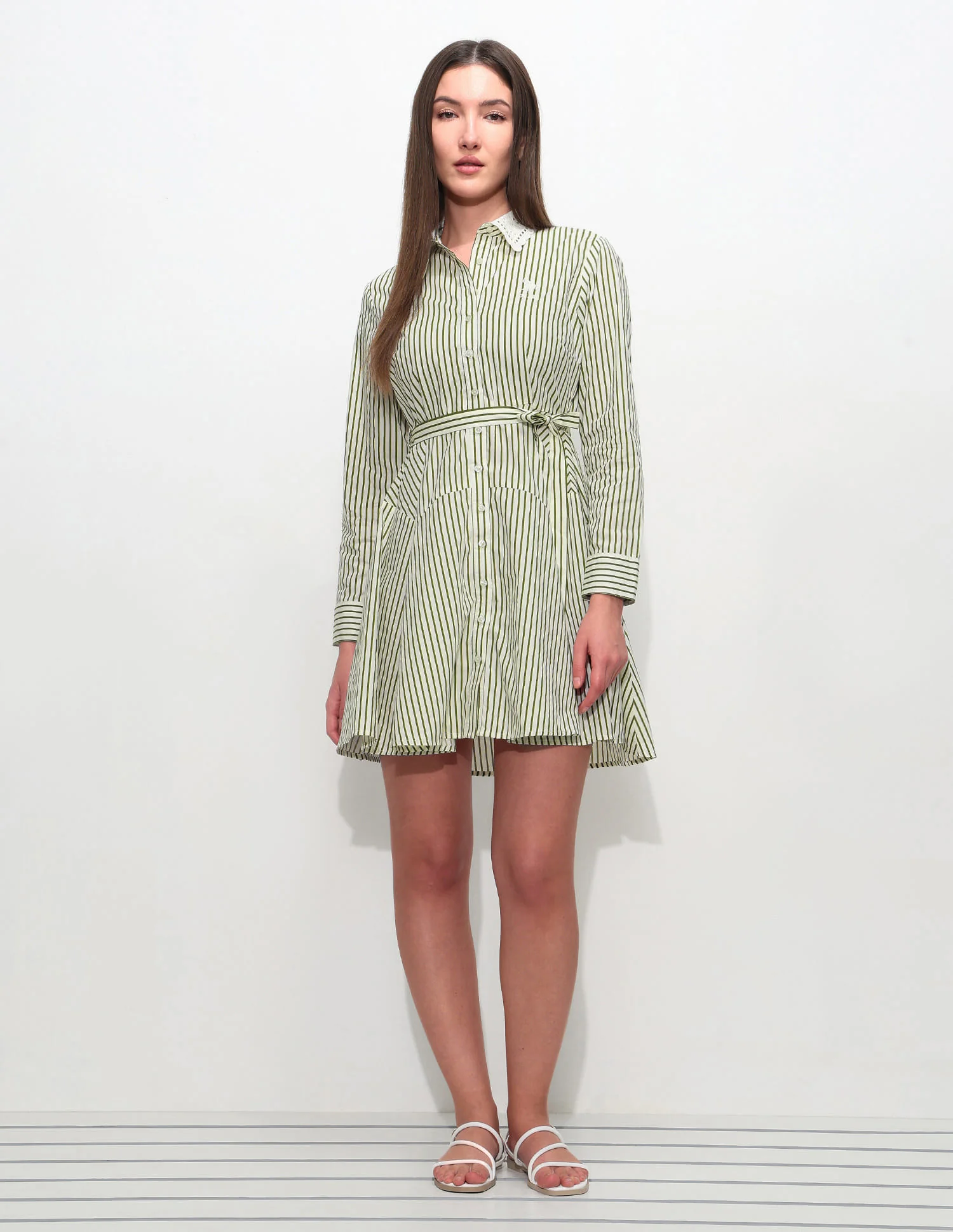 Vertical Striped Shirt Dress - Image 6