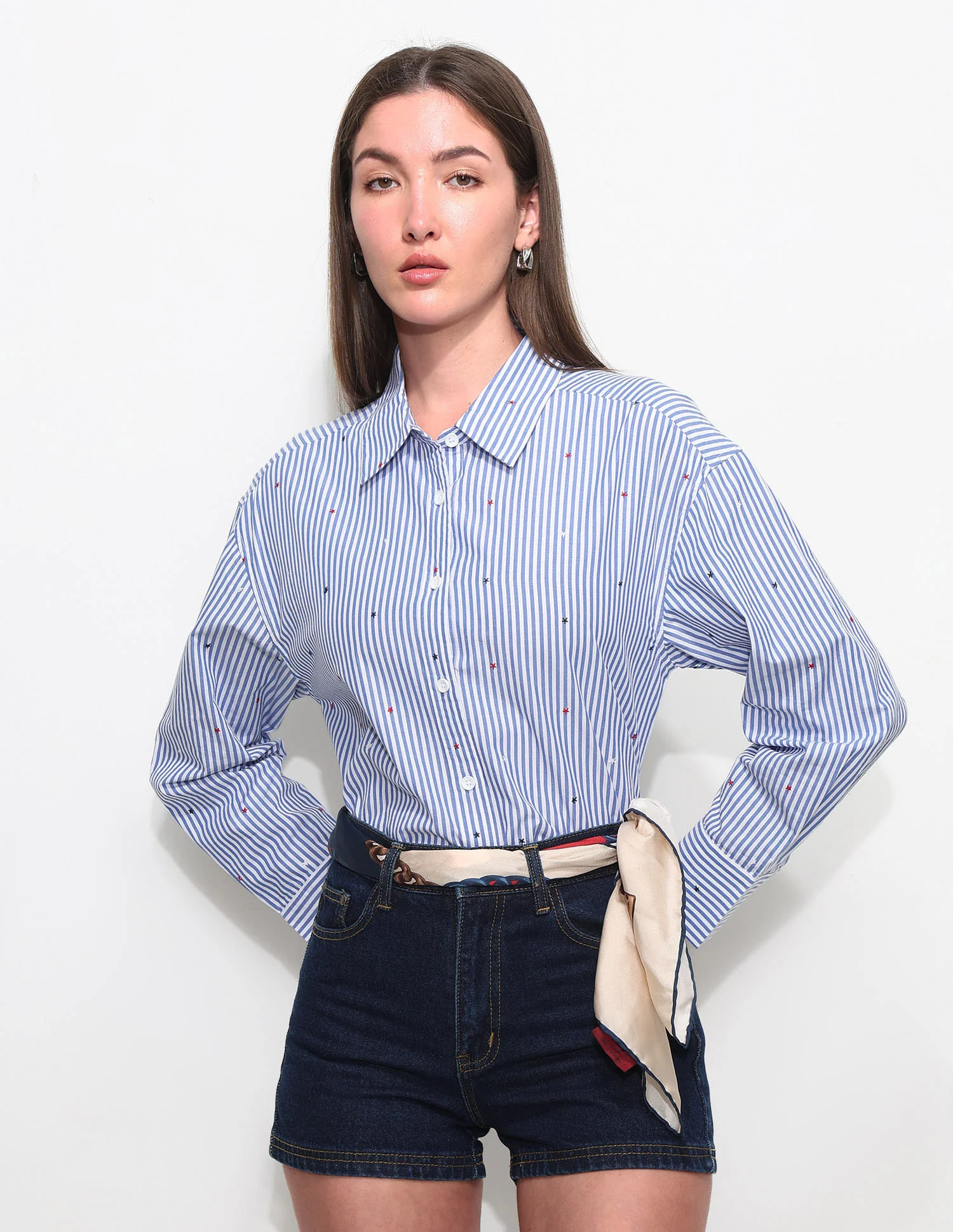 Vertical Striped Shirt With Embroidery - Image 7