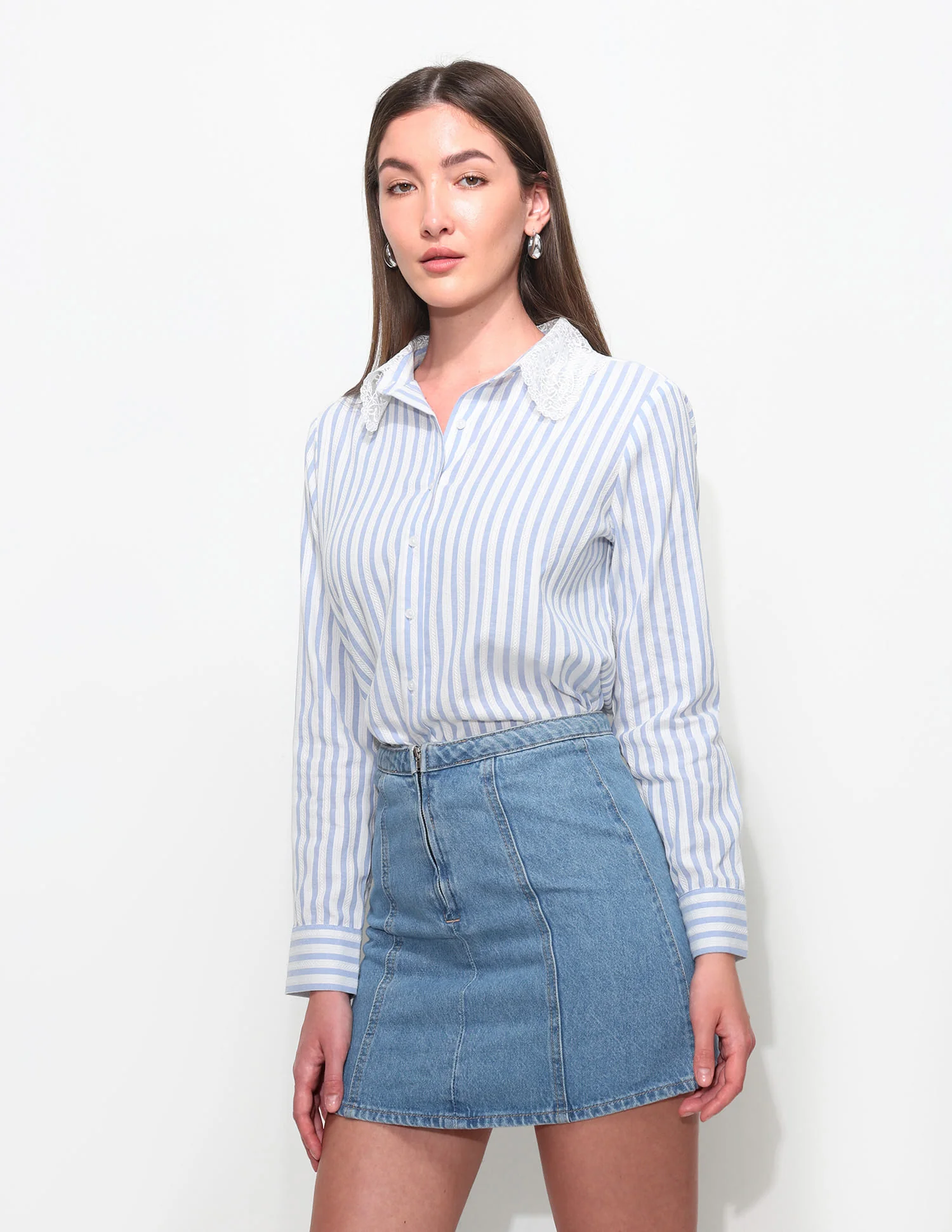 Vertical Striped Textured Shirt - Image 4