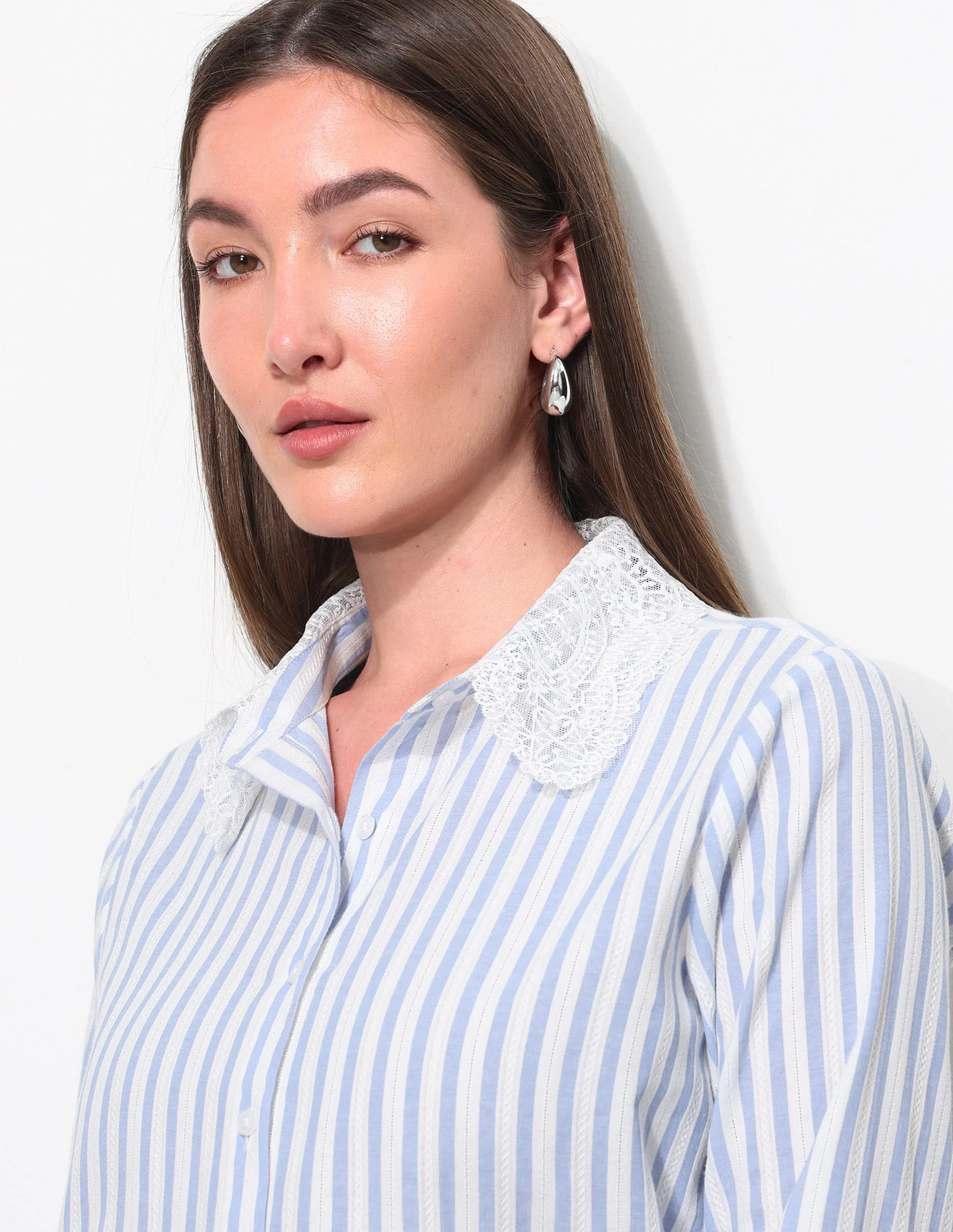 Vertical Striped Textured Shirt - Image 7