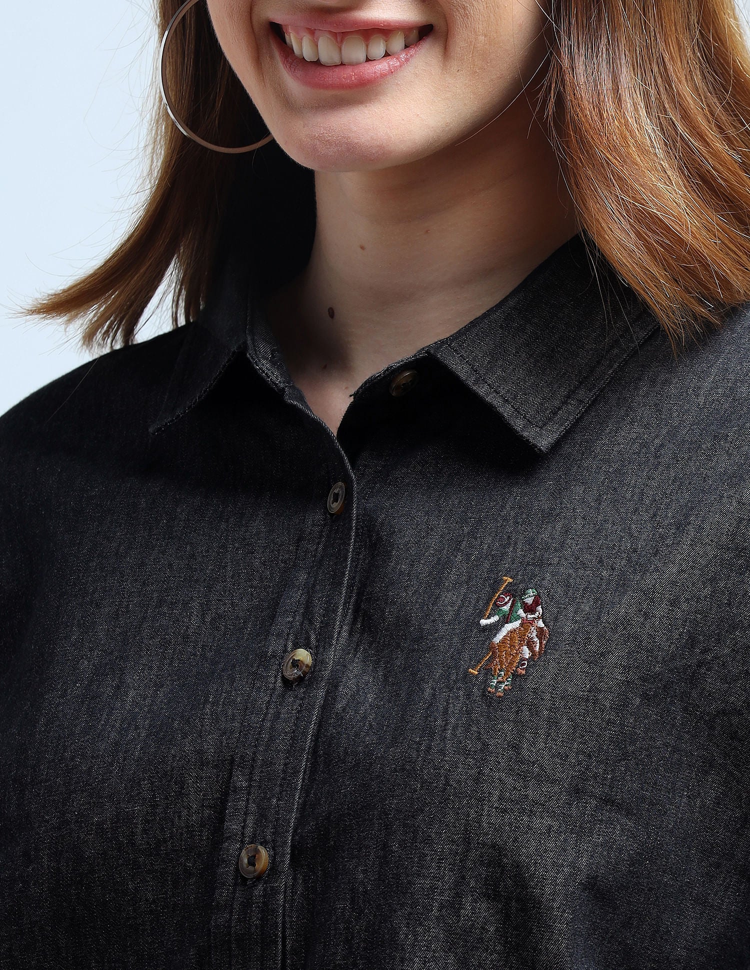 Washed Pattern Loose Denim Shirt - Image 7