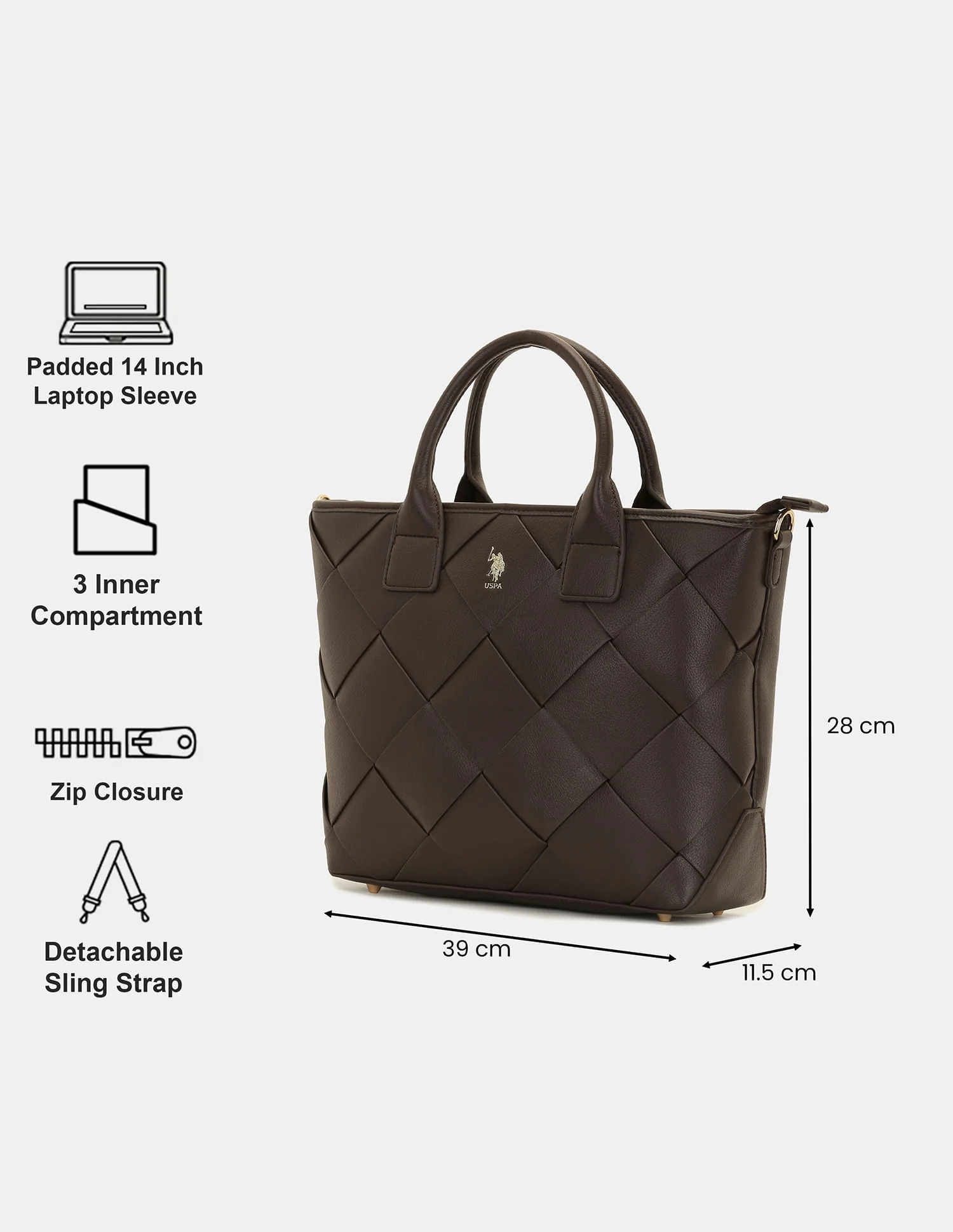 Women Bayla Textured Tote Bag with Detachable Sling - Image 4