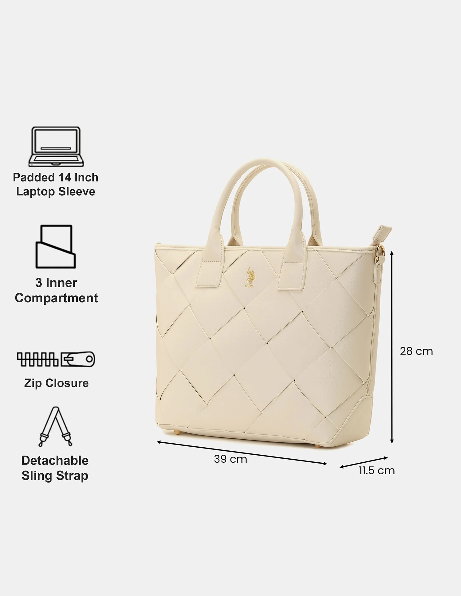 Women Bayla Textured Tote Bag with Detachable Sling - Image 4