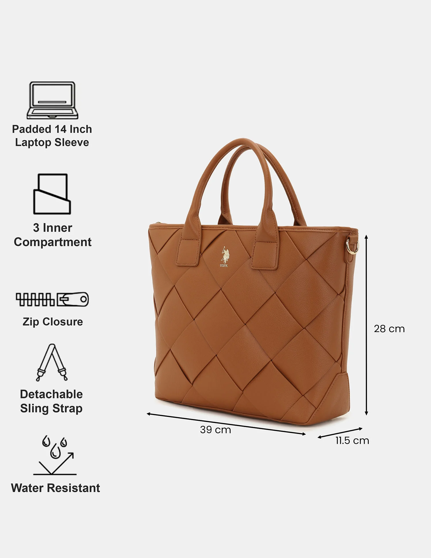 Women Bayla Textured Tote Bag with Detachable Sling - Image 3