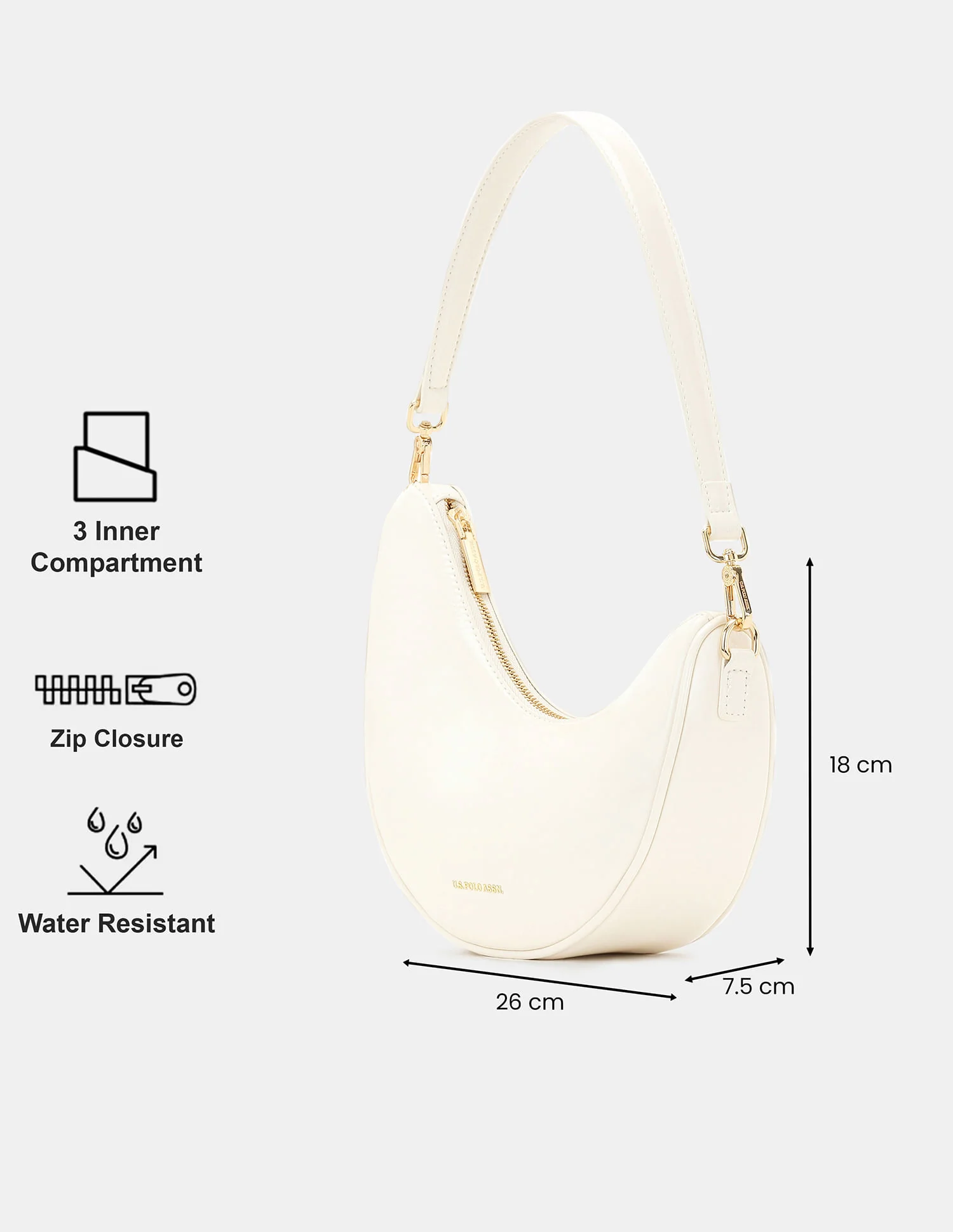 Women Belle Half-Moon Shoulder Bag with Patent Finish - Image 4