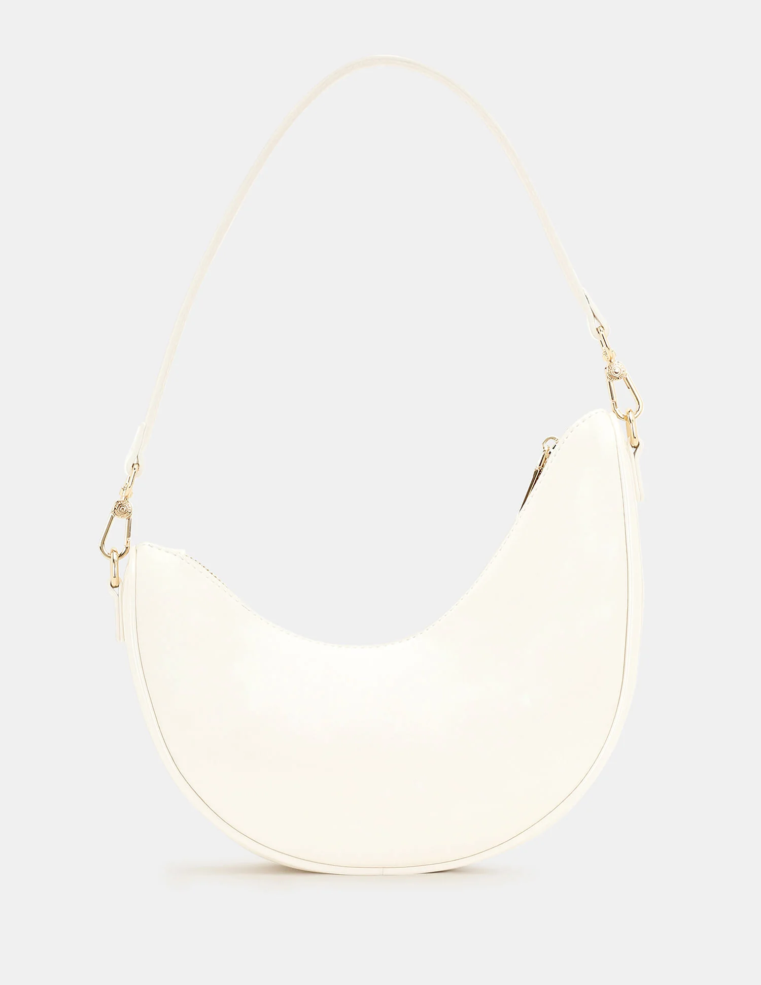 Women Belle Half-Moon Shoulder Bag with Patent Finish - Image 6