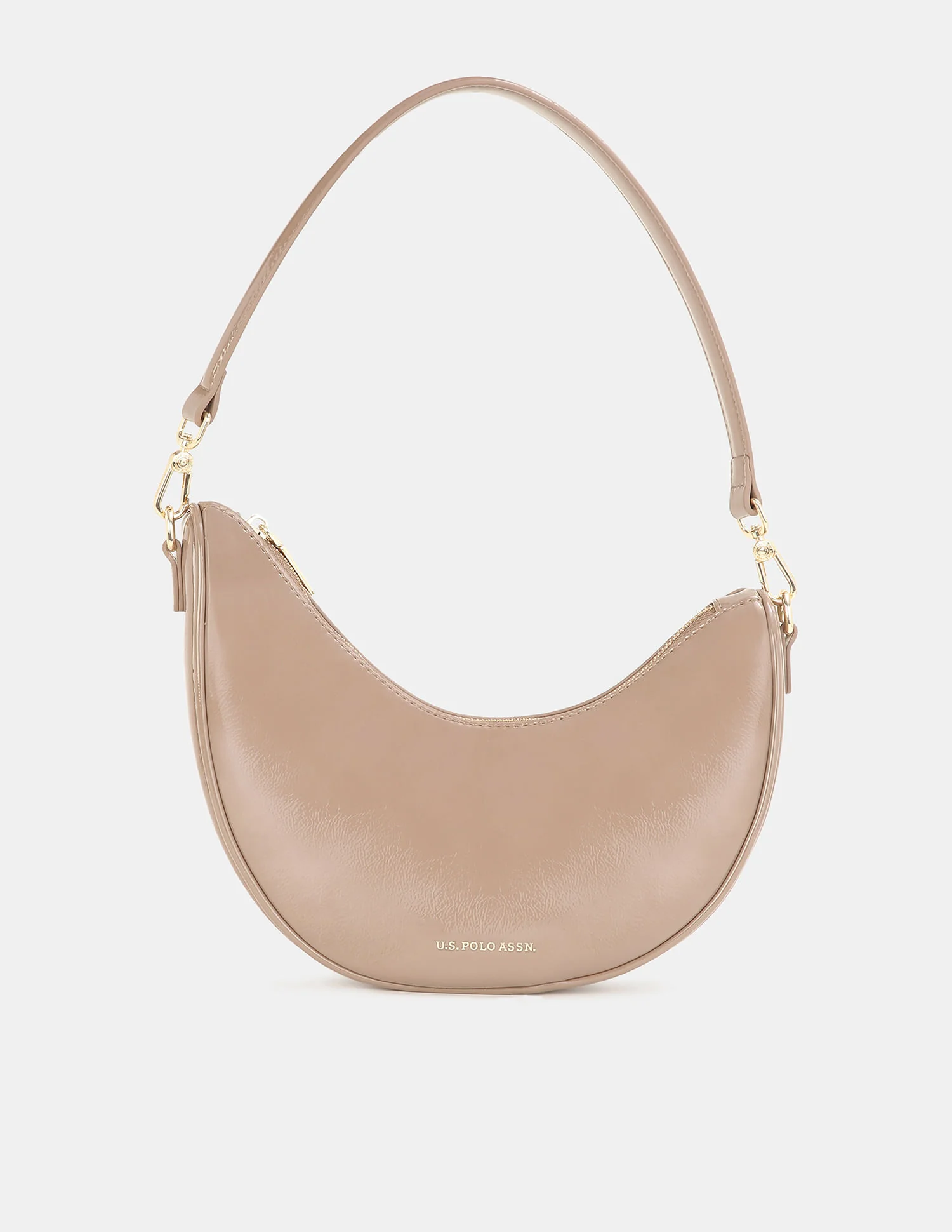 Women Belle Half-Moon Shoulder Bag with Patent Finish - Image 2