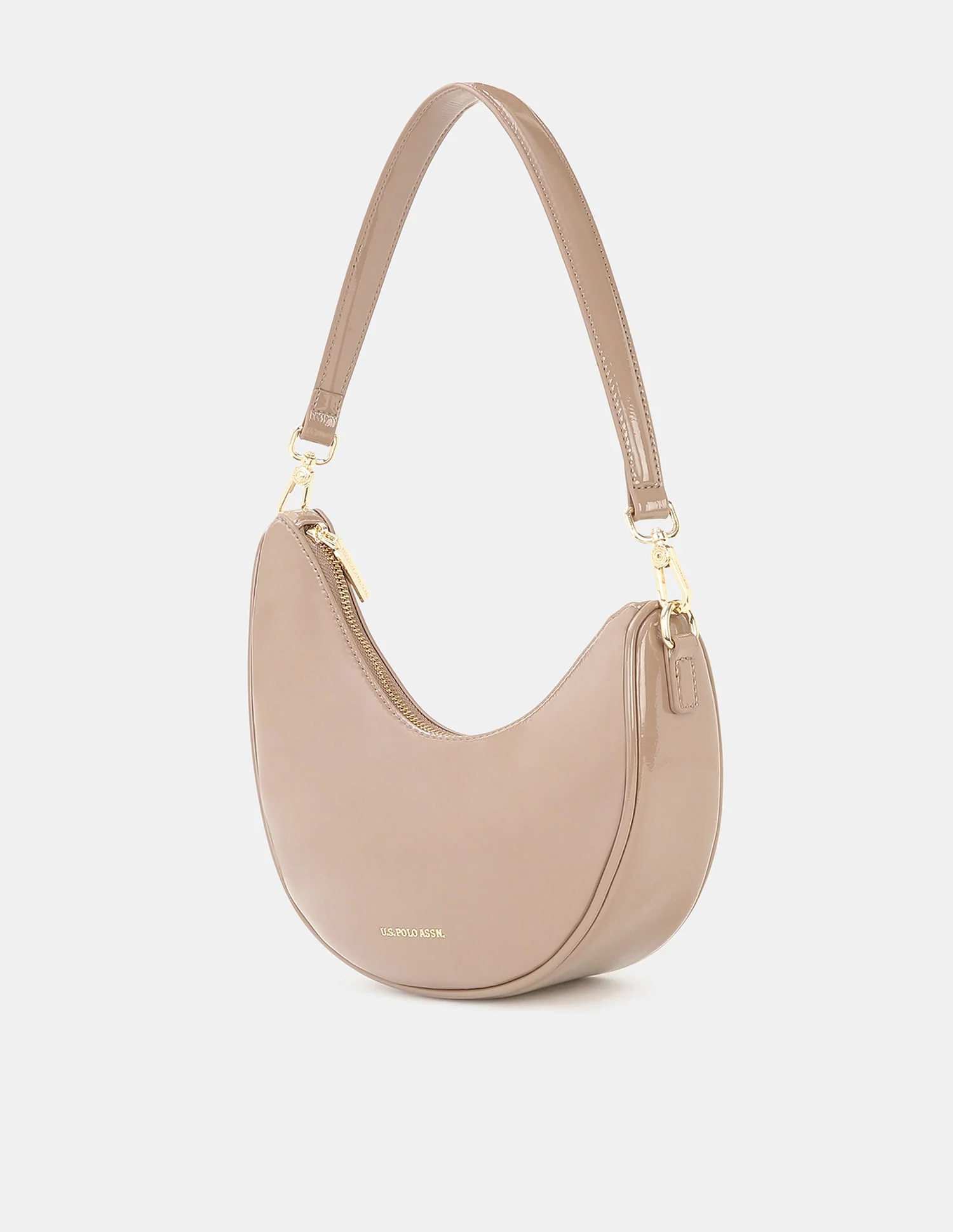 Women Belle Half-Moon Shoulder Bag with Patent Finish - Image 4