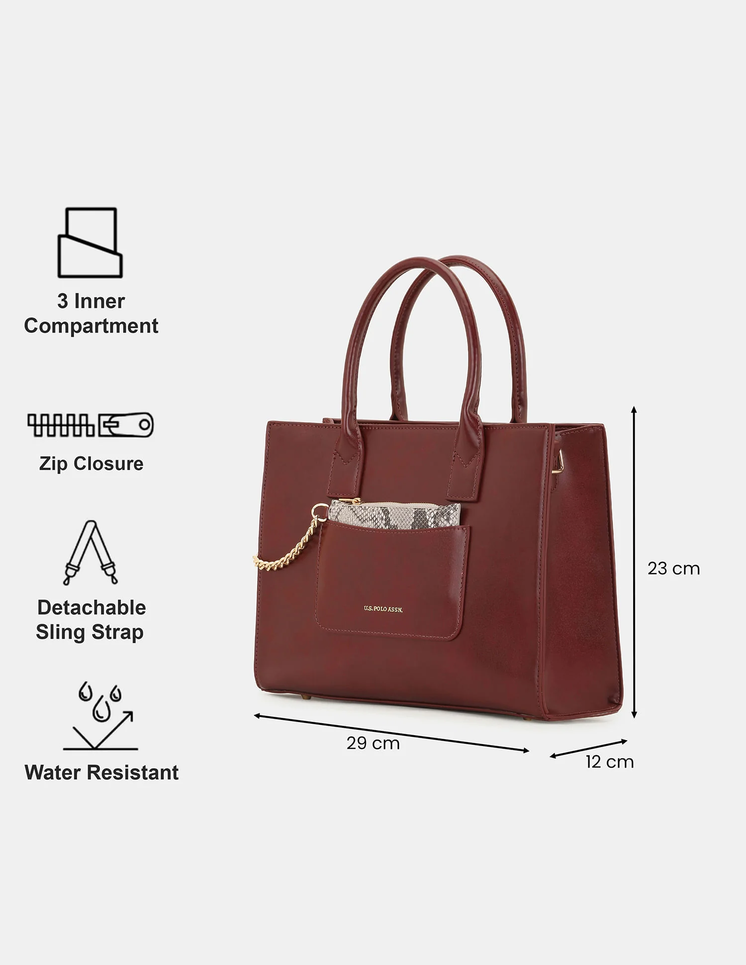 Women Bonnie Satchel Bag with Chain Card Holder - Image 3