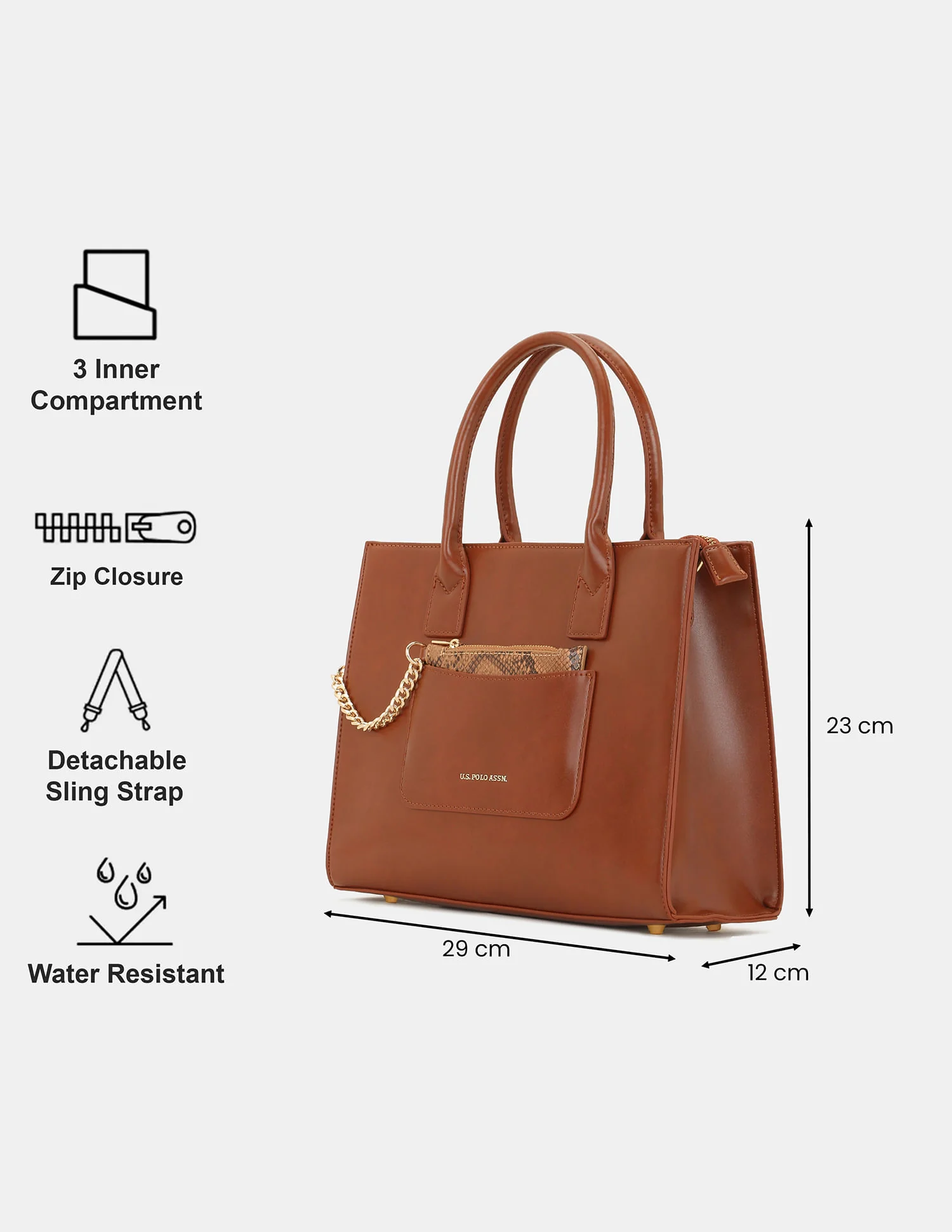 Women Bonnie Satchel Bag with Chain Card Holder - Image 3