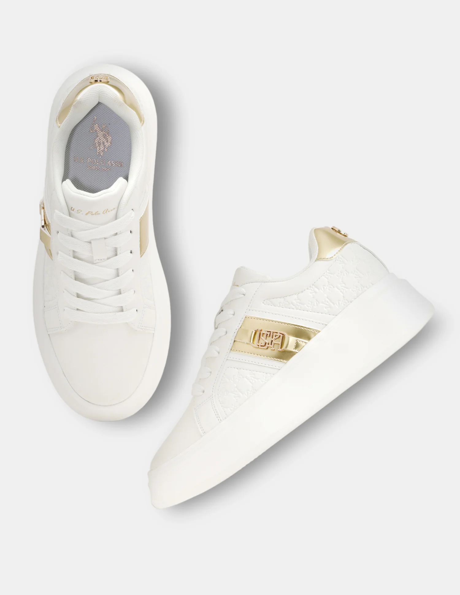 Women Brand Embossed Lace-Ups Elowen Sneakers - Image 2