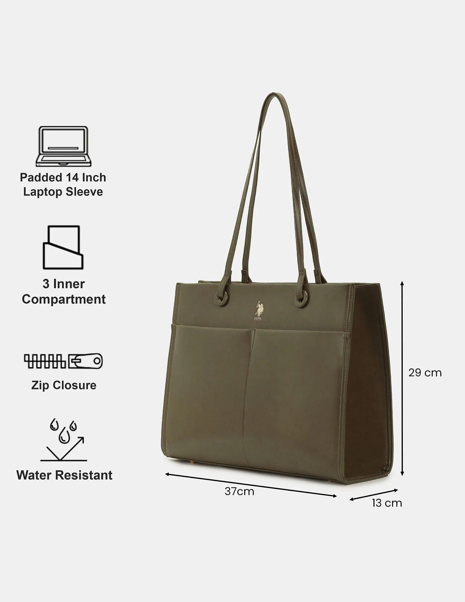 Women Bria Solid Tote Bag with Multipurpose Compartment - Image 3