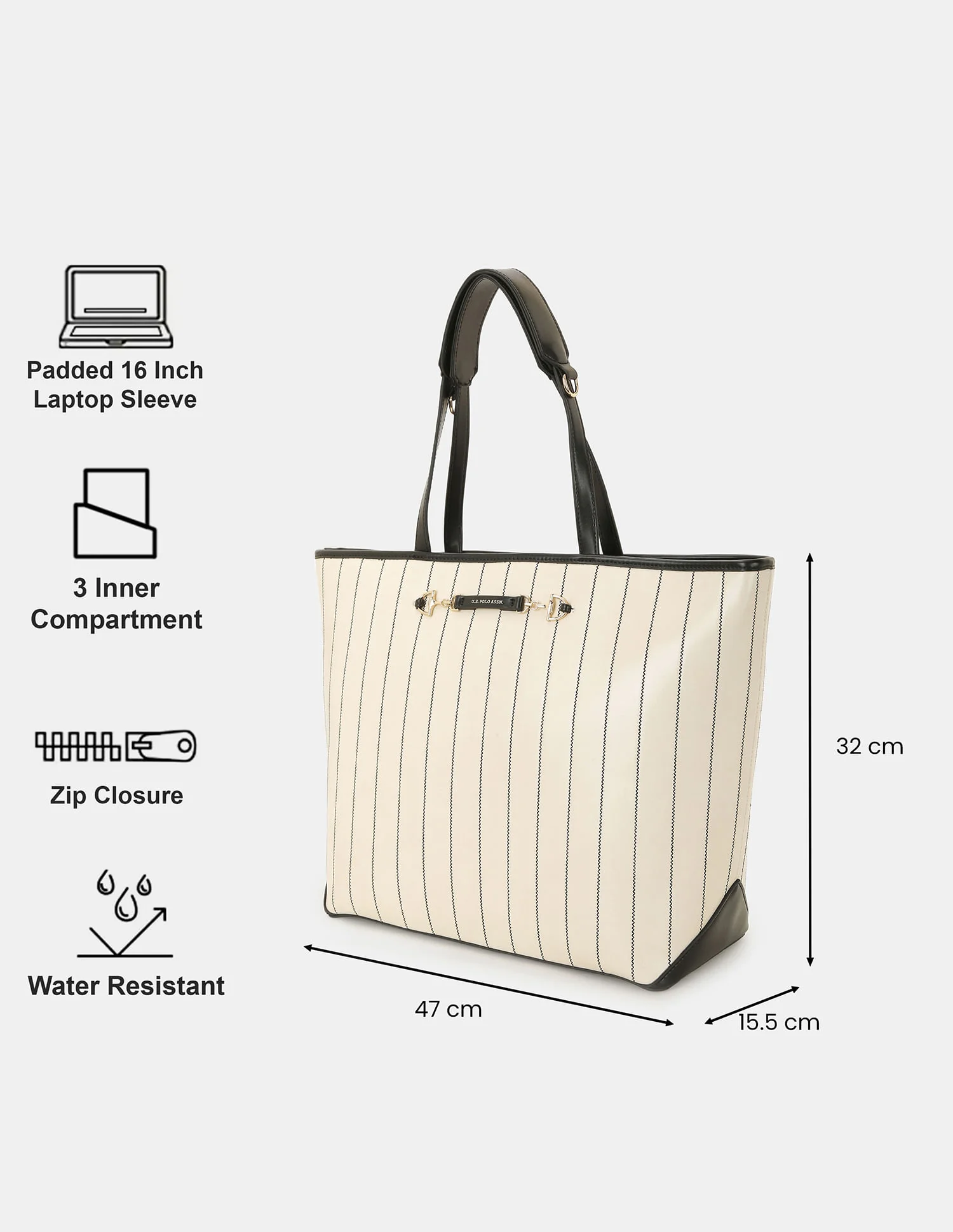 Women Bunny Striped Office Tote bag - Image 3
