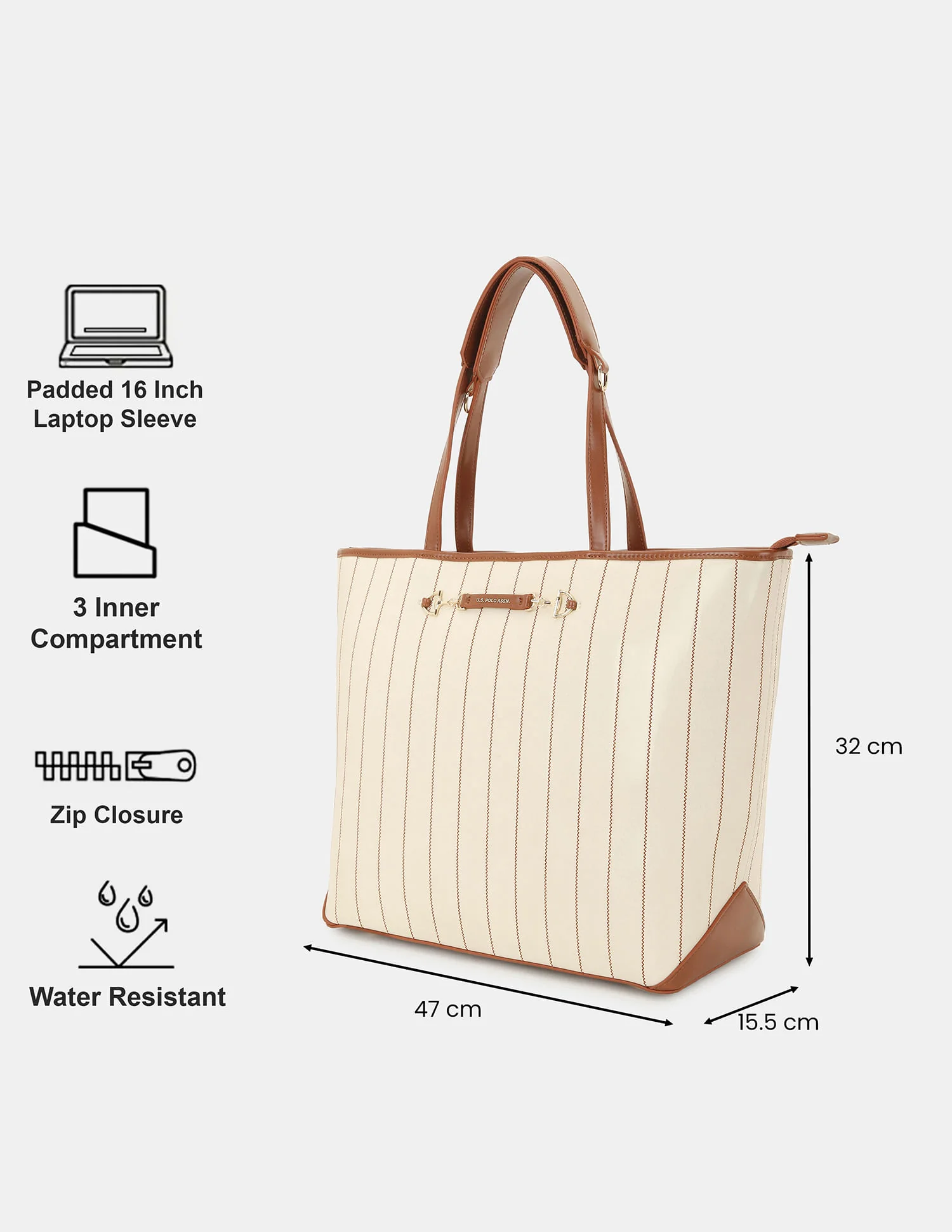 Women Bunny Striped Print Tote Bag with Shoulder Handle - Image 3