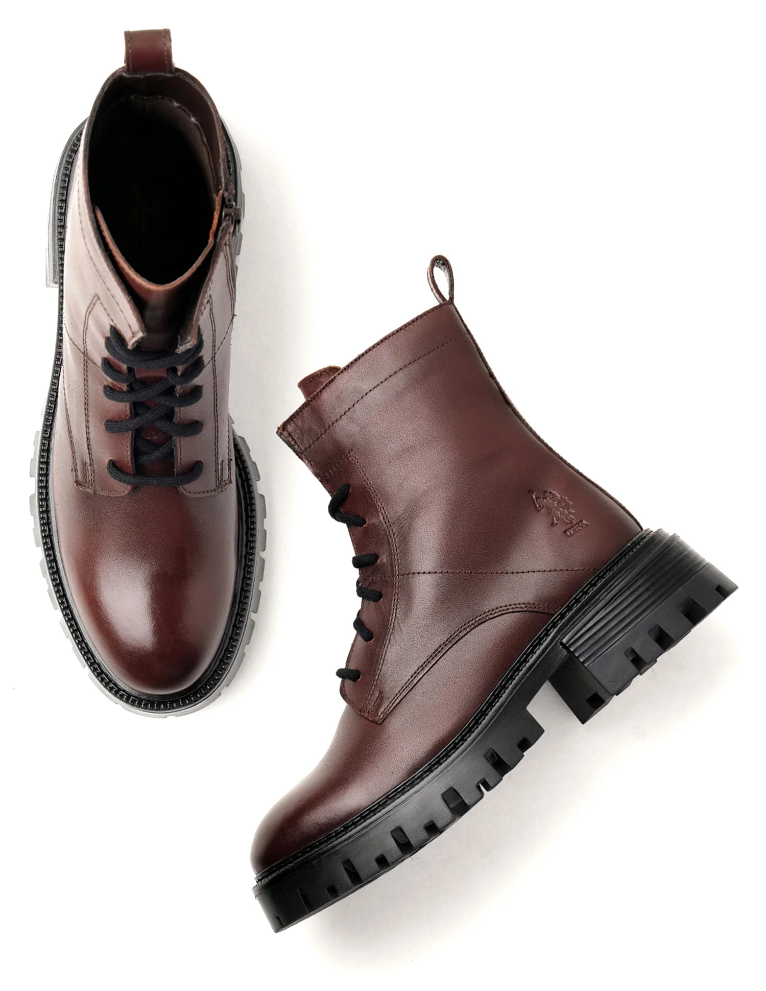 Women Fiorella Leather Combat Boots - Image 2