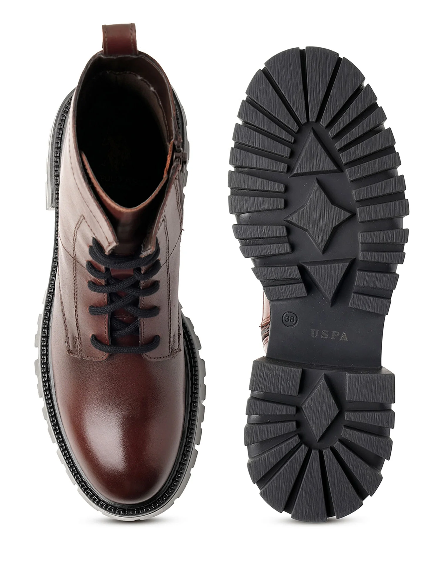 Women Fiorella Leather Combat Boots - Image 8