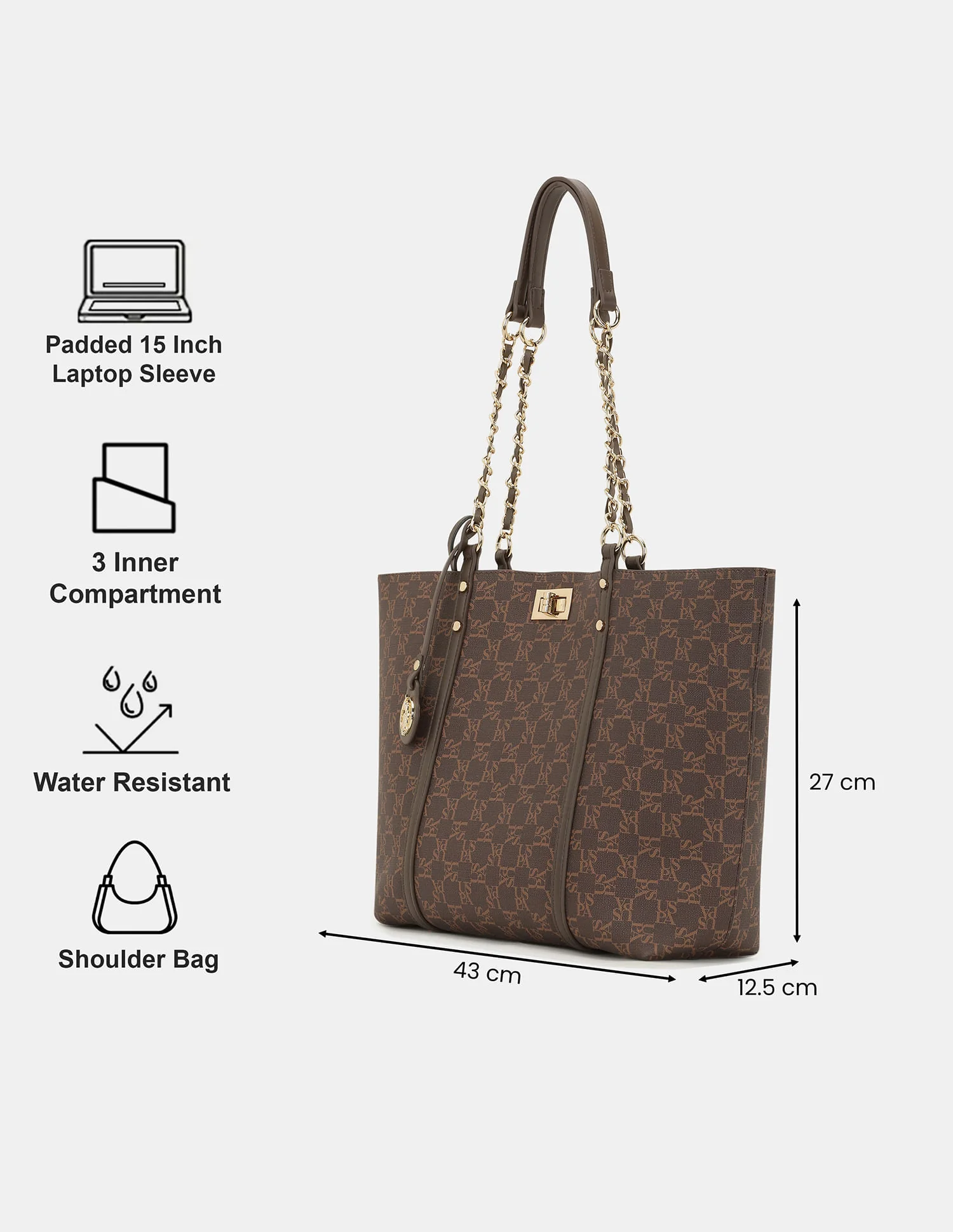 Women Kylie Monogram Tote Bag with Twist Lock - Image 4