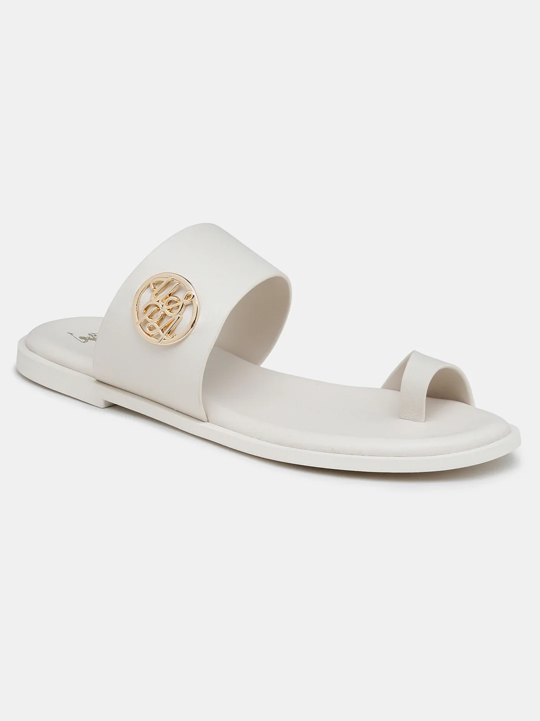 Women Slip On Astrel Sandals with Gold Hardware - Image 3