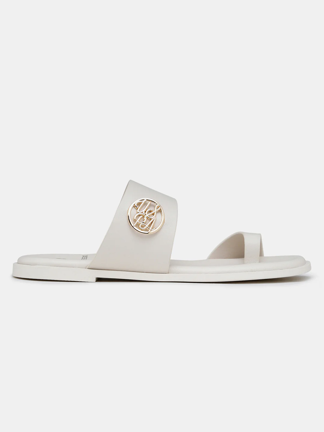 Women Slip On Astrel Sandals with Gold Hardware - Image 6