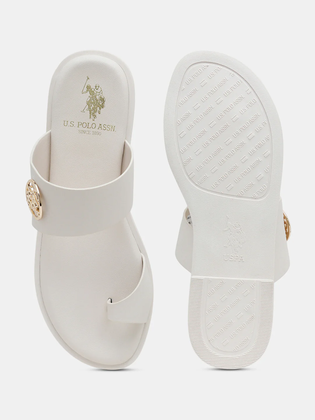 Women Slip On Astrel Sandals with Gold Hardware - Image 7