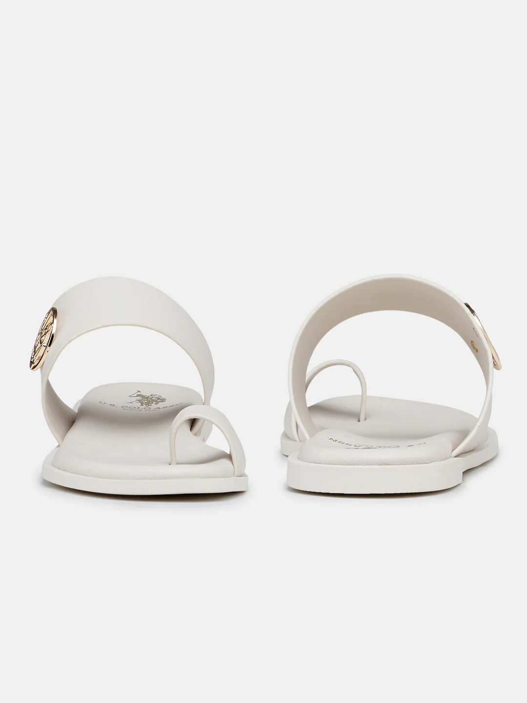Women Slip On Astrel Sandals with Gold Hardware - Image 8