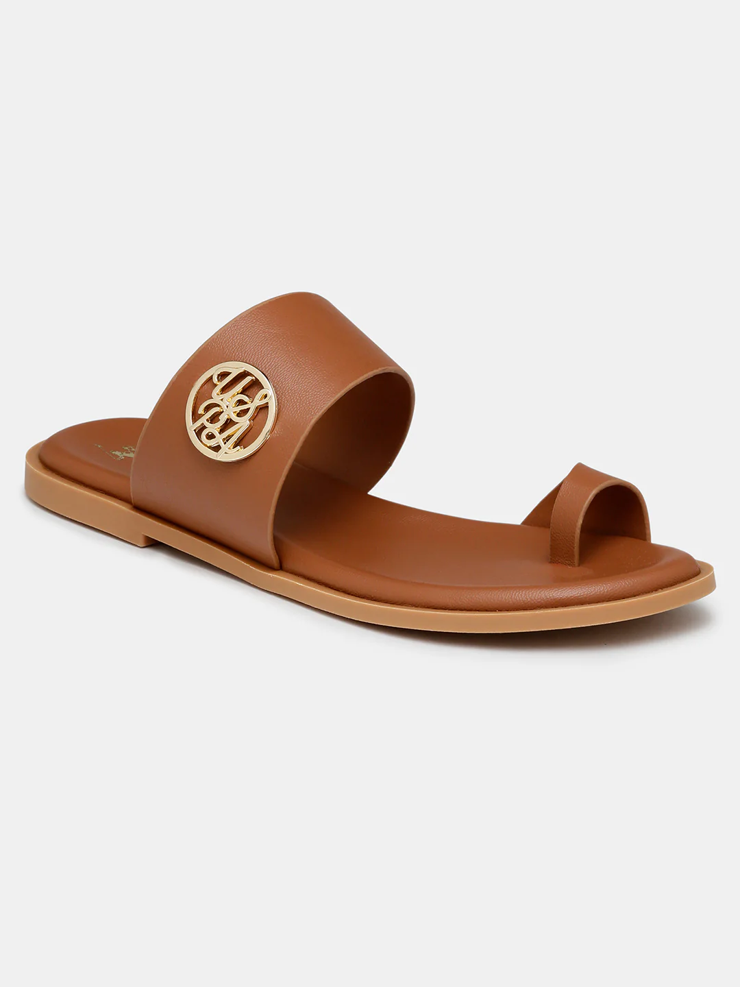 Women Slip On Astrel Sandals with Gold Hardware - Image 3