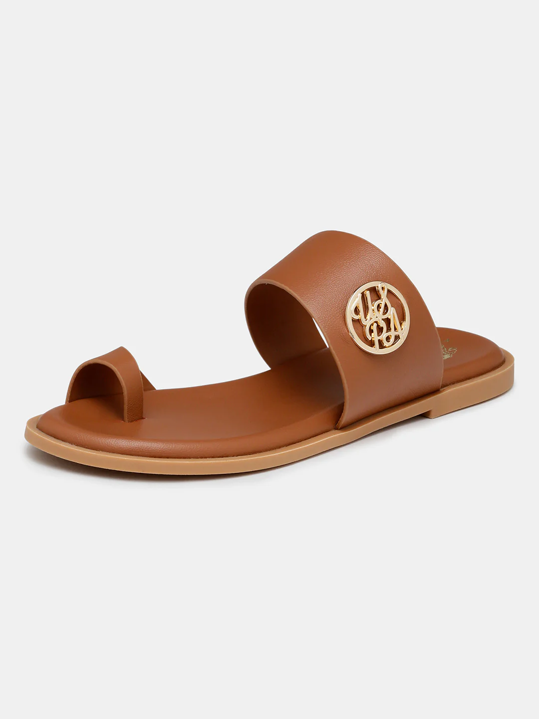 Women Slip On Astrel Sandals with Gold Hardware - Image 5