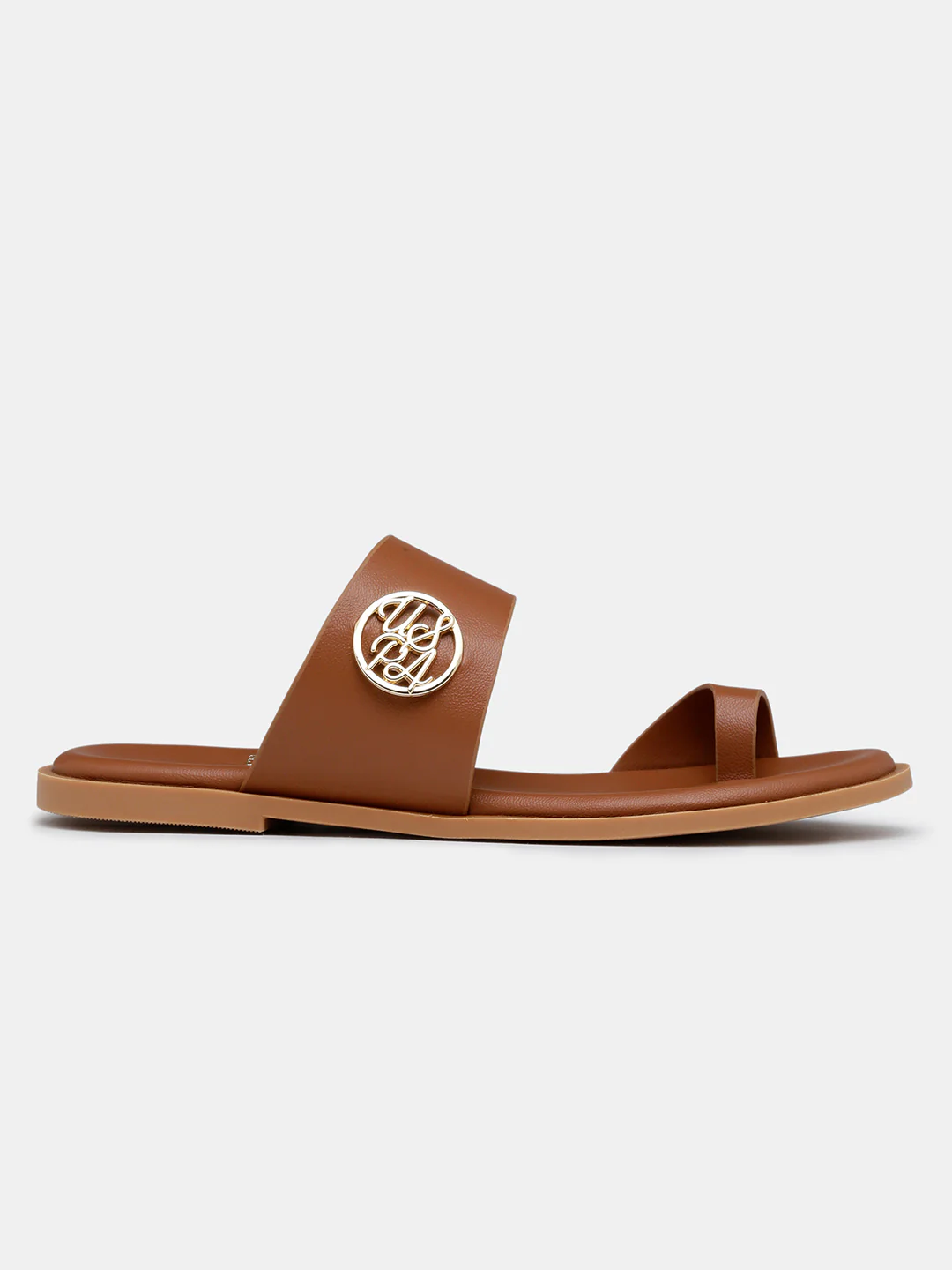 Women Slip On Astrel Sandals with Gold Hardware - Image 6