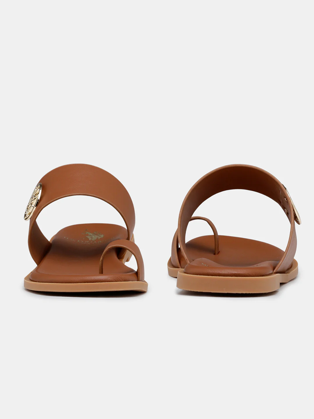 Women Slip On Astrel Sandals with Gold Hardware - Image 8