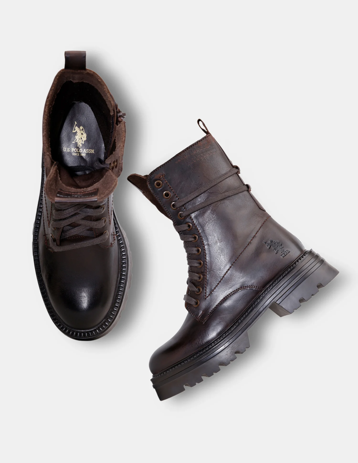 Women Virelle Leather Lace Ups Boots