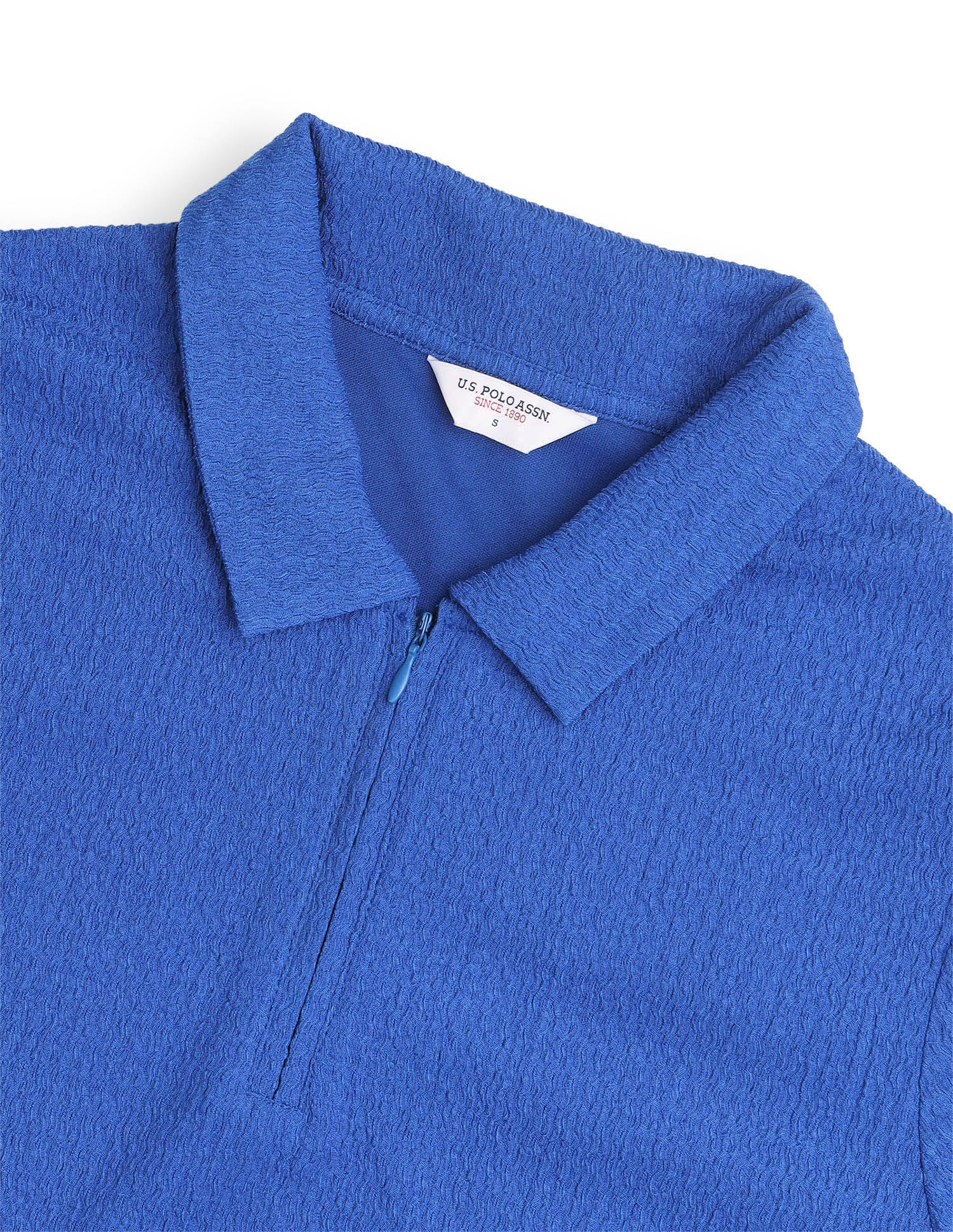 Zipper Collar Textured Short Polo Dress - Image 8