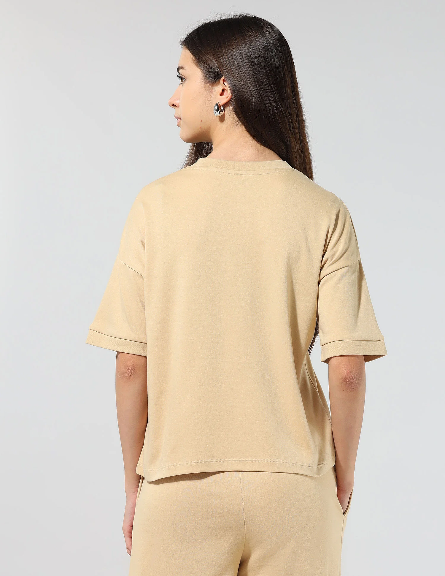 On The Go Crew Neck Boxy Fit Solid Lounge T-Shirt - Image 6