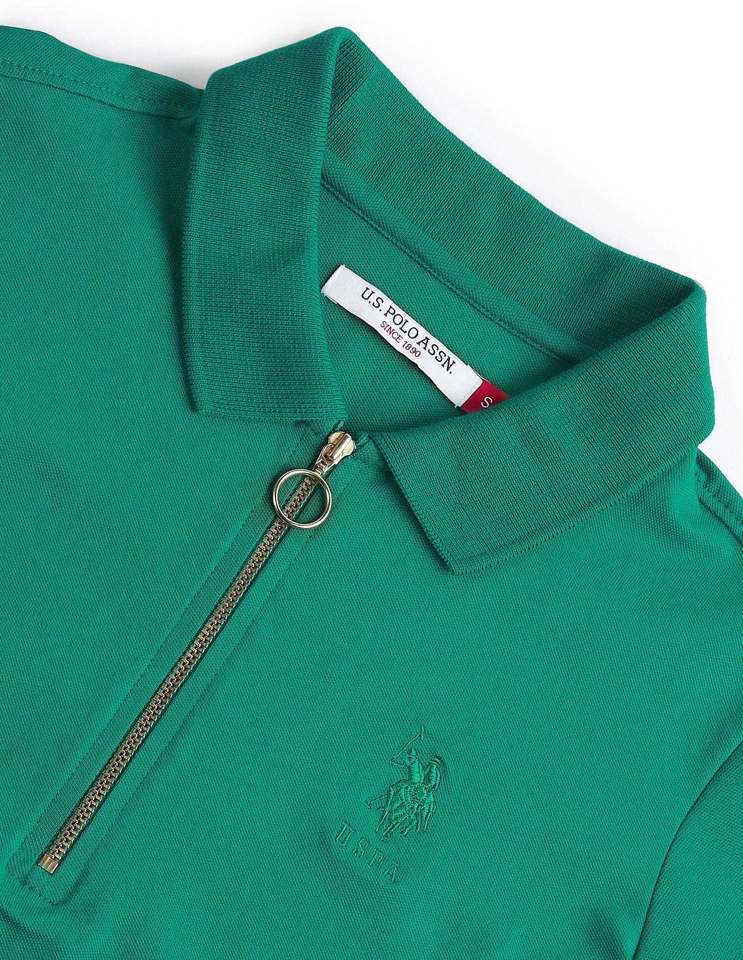 Zipper Placket Solid Polo Shirt - Image 2